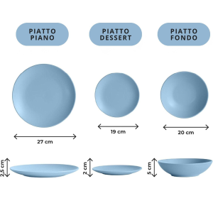 SERVIZIO DA TAVOLA PIATTI 18 PEZZI AZZURRO