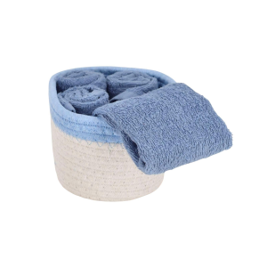 SET 4 LAVETTE BAGNO JORDAN CON CESTINO IN CORDA