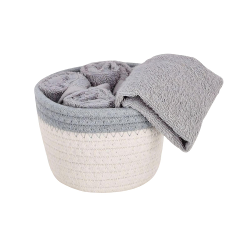 SET 4 LAVETTE BAGNO JORDAN CON CESTINO IN CORDA