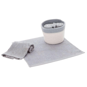 SET 4 LAVETTE BAGNO JORDAN CON CESTINO IN CORDA