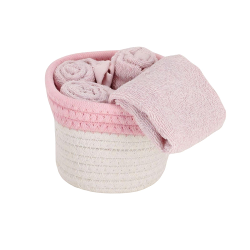 SET 4 LAVETTE BAGNO JORDAN CON CESTINO IN CORDA