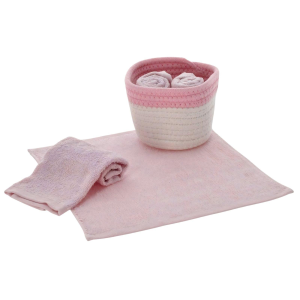 SET 4 LAVETTE BAGNO JORDAN CON CESTINO IN CORDA