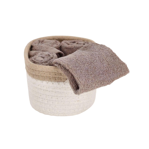 SET 4 LAVETTE BAGNO JORDAN CON CESTINO IN CORDA