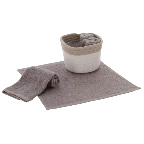 SET 4 LAVETTE BAGNO JORDAN CON CESTINO IN CORDA