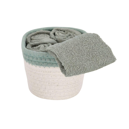SET 4 LAVETTE BAGNO JORDAN CON CESTINO IN CORDA