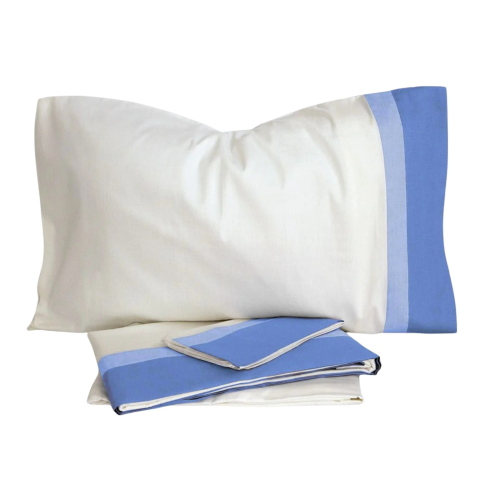 COMPLETO LENZUOLA MATRIMONIALE RASO MILANO AZZURRO