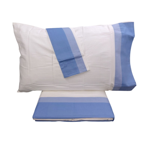 COMPLETO LENZUOLA MATRIMONIALE RASO MILANO AZZURRO