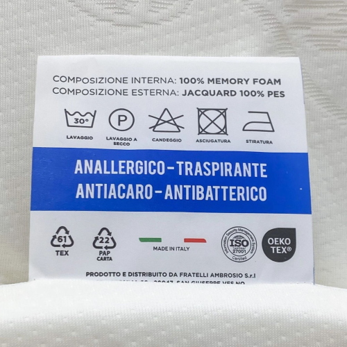 TOPPER MATRIMONIALE IN MEMORY FOAM SFODERABILE ALTO 6 CM