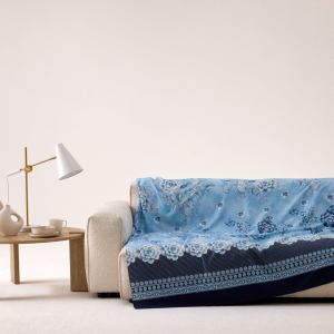 TELO ARREDO GRANFOULARD BASSETTI 350X270 PARAGGI BLU