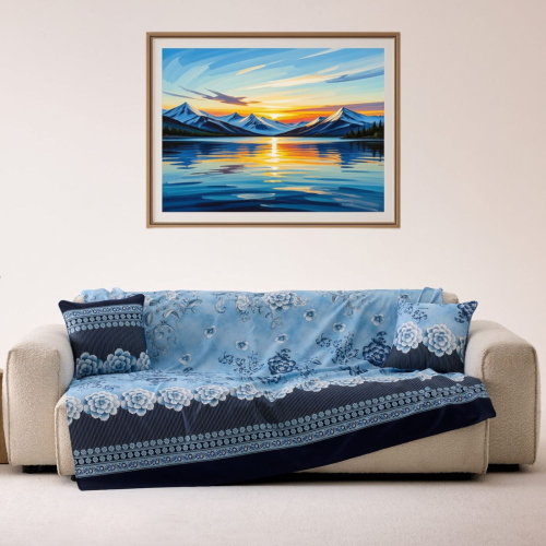 TELO ARREDO GRANFOULARD BASSETTI 350X270 PARAGGI BLU