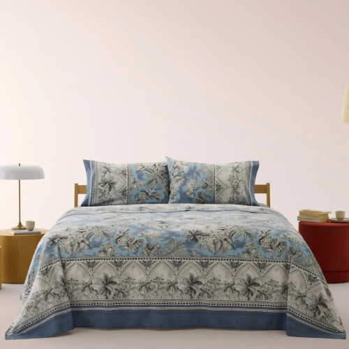 COMPLETO LENZUOLA MATRIMONIALE BASSETTI BOBOLI AZZURRO