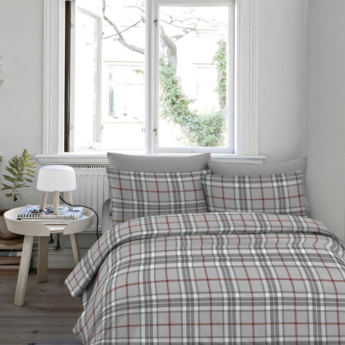 COMPLETO LENZUOLA MATRIMONIALE HOMY TARTAN GRIGIO