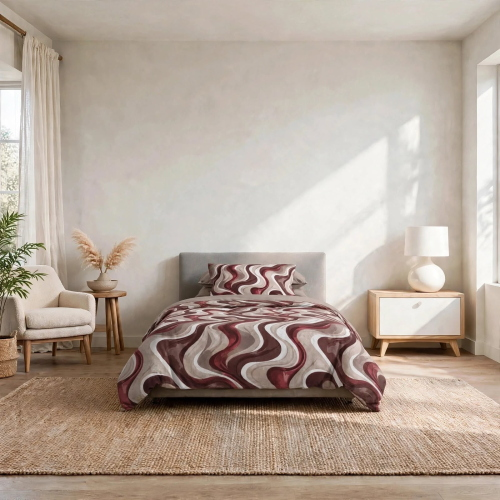 PARURE COPRIPIUMINO UNA PIAZZA E MEZZO STYLE CATTER BORDEAUX 40