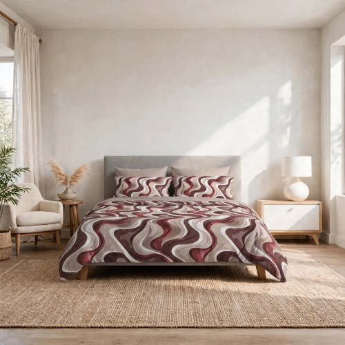 PARURE COPRIPIUMINO MATRIMONIALE STYLE CATTER BORDEAUX 40