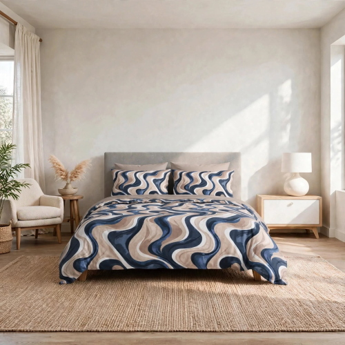 PARURE COPRIPIUMINO MATRIMONIALE STYLE CATTER BLU 70