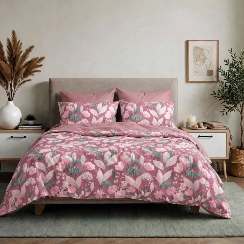 COMPLETO LENZUOLA MATRIMONIALE STYLE AUTUMN ROSA 50