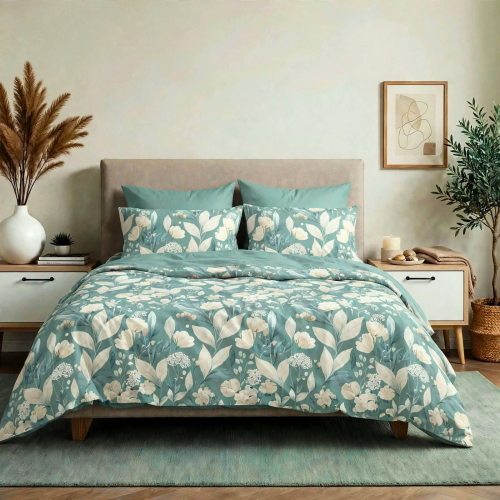 COMPLETO LENZUOLA MATRIMONIALE STYLE AUTUMN VERDE 80